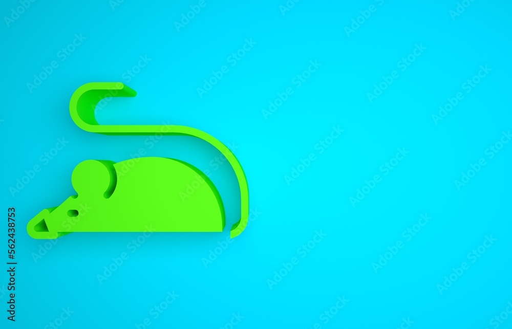 Green Experimental mouse icon isolated on blue background. Minimalism concept. 3D render illustratio