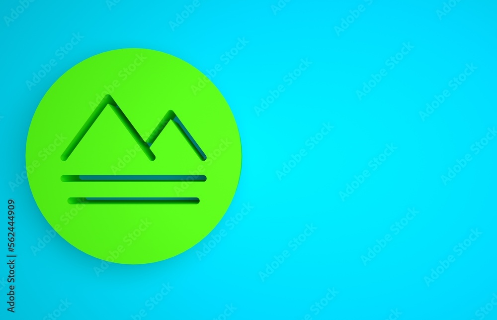 Green Earth element of the symbol alchemy icon isolated on blue background. Basic mystic elements. M