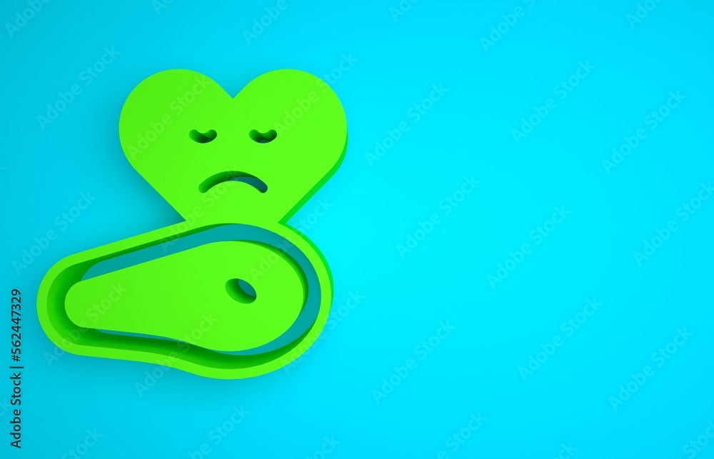 Green Steak meat icon isolated on blue background. Minimalism concept. 3D render illustration