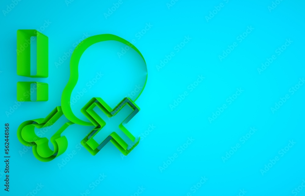 Green No chicken leg icon isolated on blue background. No fast food allowed - vegetarian food. Minim