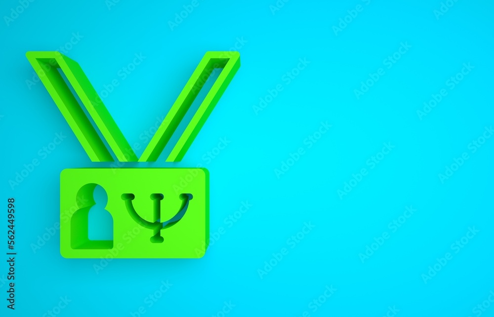 Green Psychology icon isolated on blue background. Psi symbol. Mental health concept, psychoanalysis