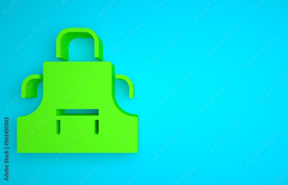 Green Kitchen apron icon isolated on blue background. Chef uniform for cooking. Minimalism concept. 