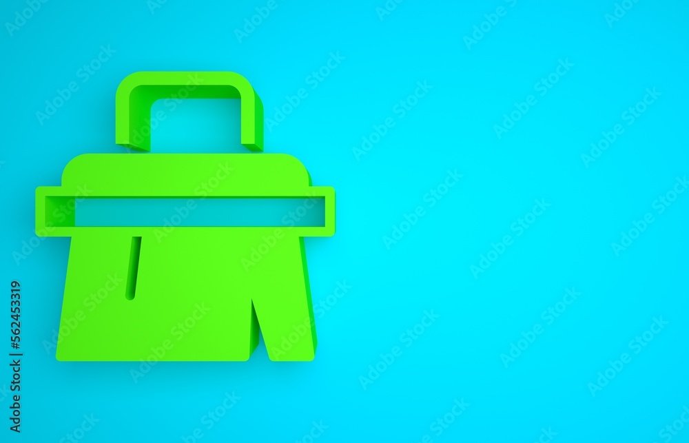 Green Sauna brush icon isolated on blue background. Wooden brush with coarse bristles for washing in