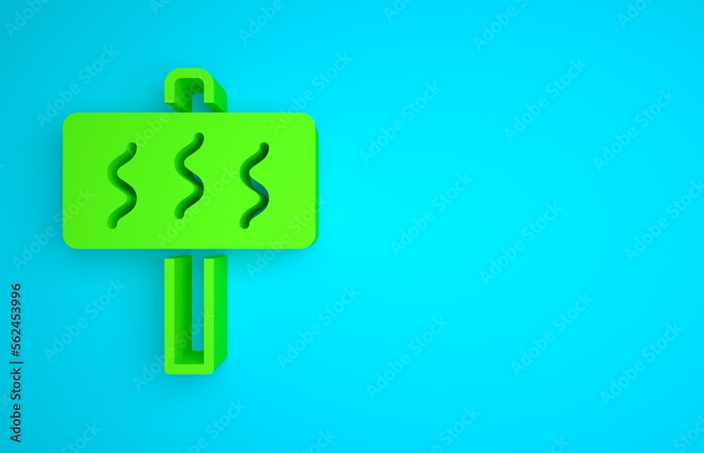 Green Sauna icon isolated on blue background. Minimalism concept. 3D render illustration