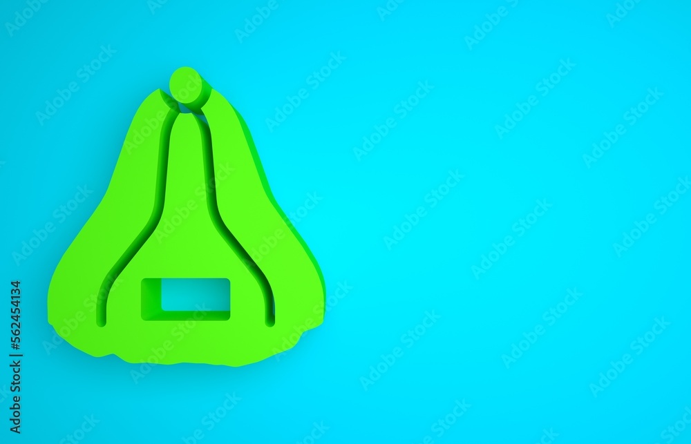 Green Sauna hat icon isolated on blue background. Minimalism concept. 3D render illustration