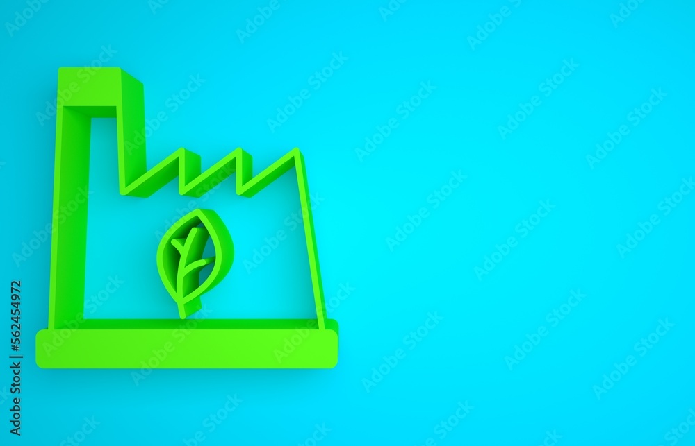 Green Plant recycling garbage icon isolated on blue background. Minimalism concept. 3D render illust