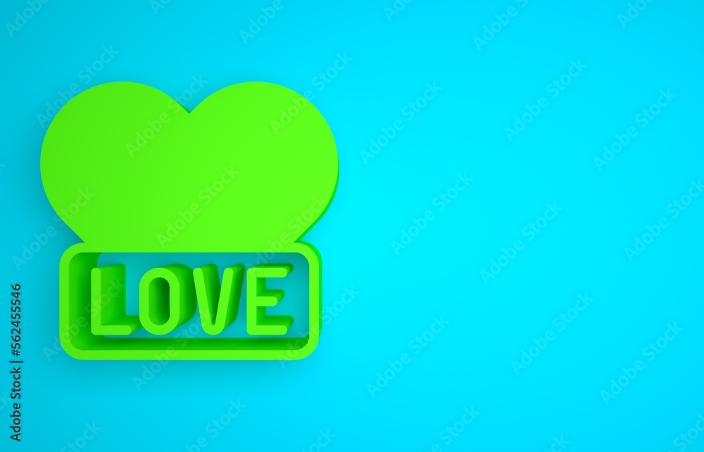 Green Heart icon isolated on blue background. Romantic symbol linked, join, passion and wedding. Hap