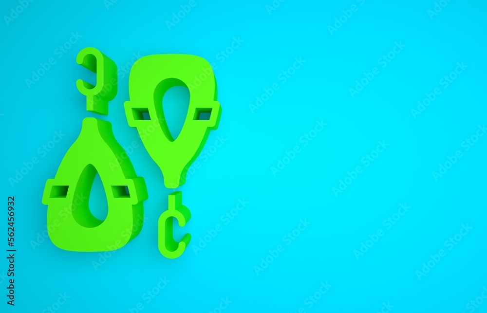 Green Earrings icon isolated on blue background. Jewelry accessories. Minimalism concept. 3D render 