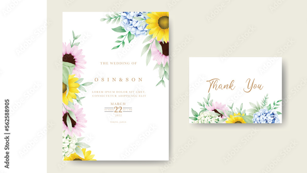 beautiful hydrangea floral wedding invitation card 