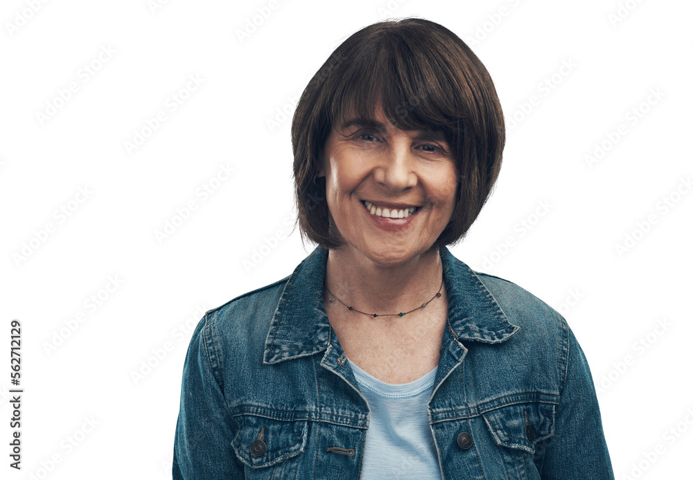 A senior woman standing Isolated on a PNG background.