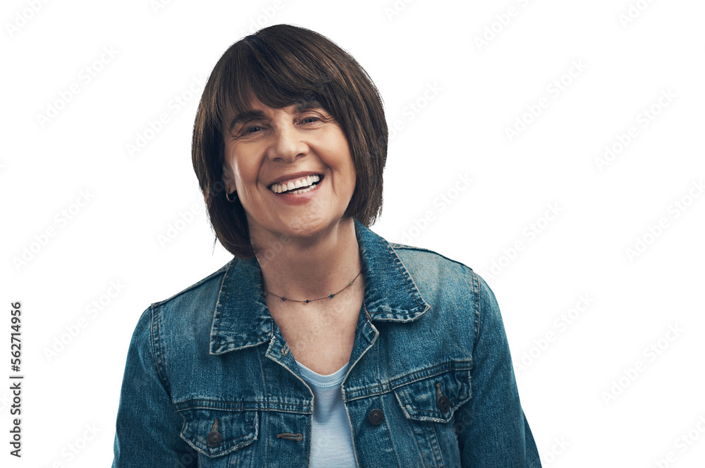 A senior woman standing Isolated on a PNG background.