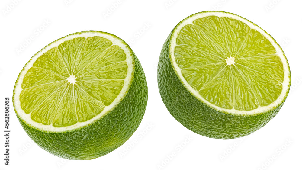 Lime citrus slice isolated on white background