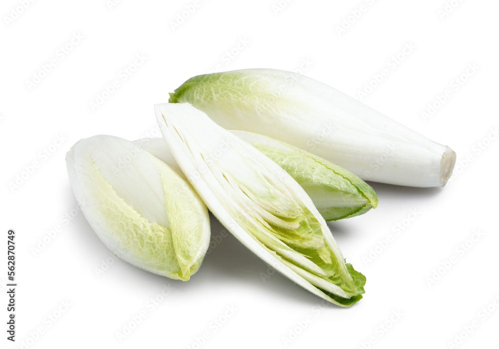 Bunches of fresh endive isolated on white background