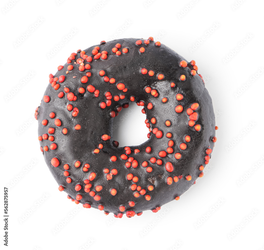 Tasty glazed donut with sprinkles isolated on white background