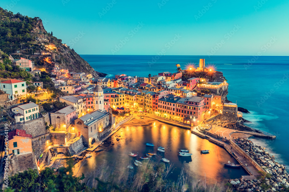 Vernazza in Cinque Terre, Italy at night