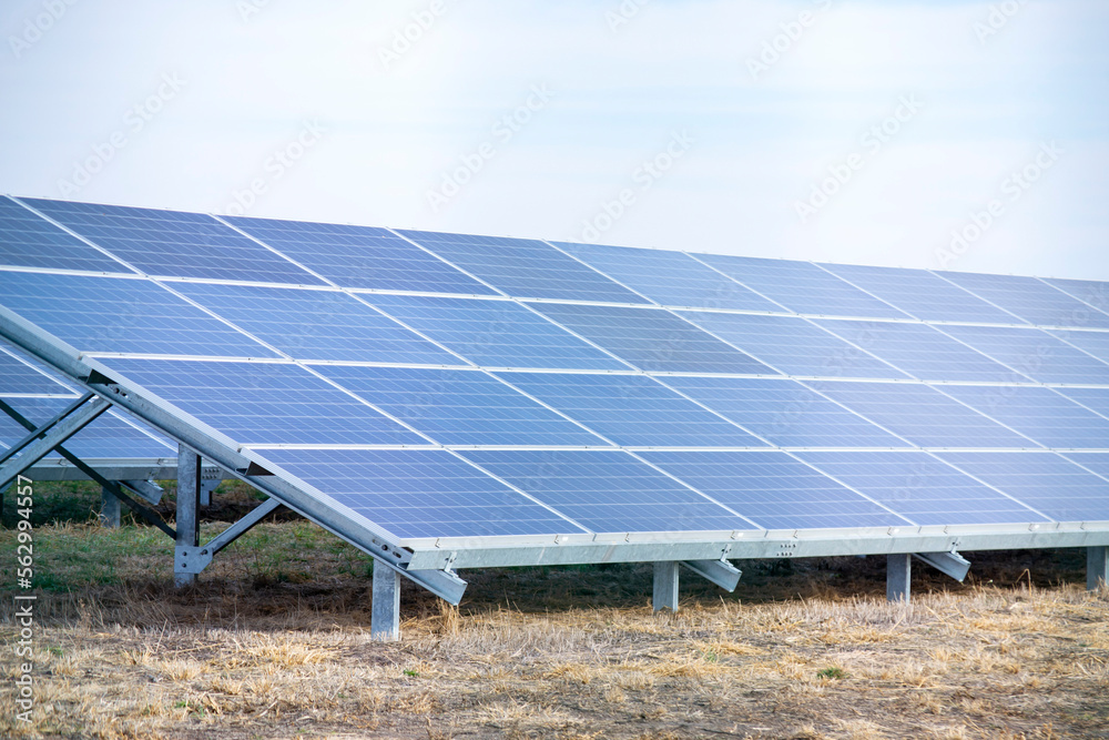 Large Solar Panels Solar Power Plants. Green energy power. Solar power energy generation. Solar Elec