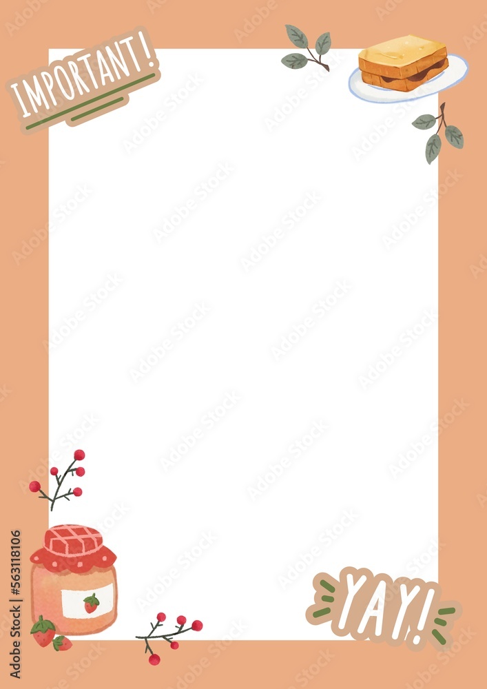 Brown Minimal Illustrative Food Sticker Page Border