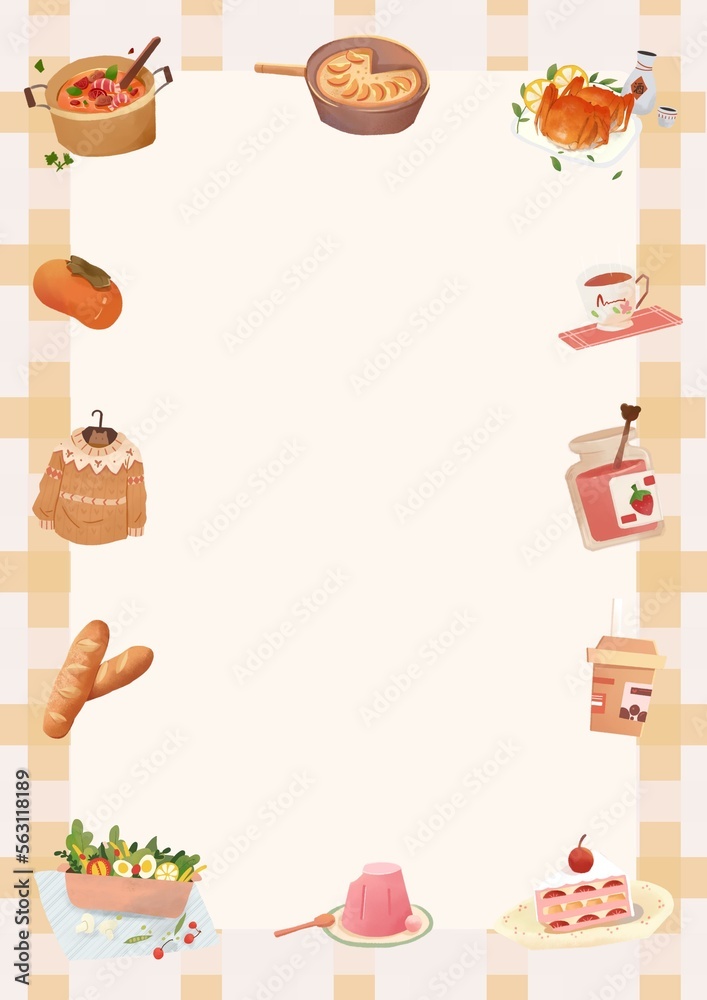 Colorful Food Illustration Page Border