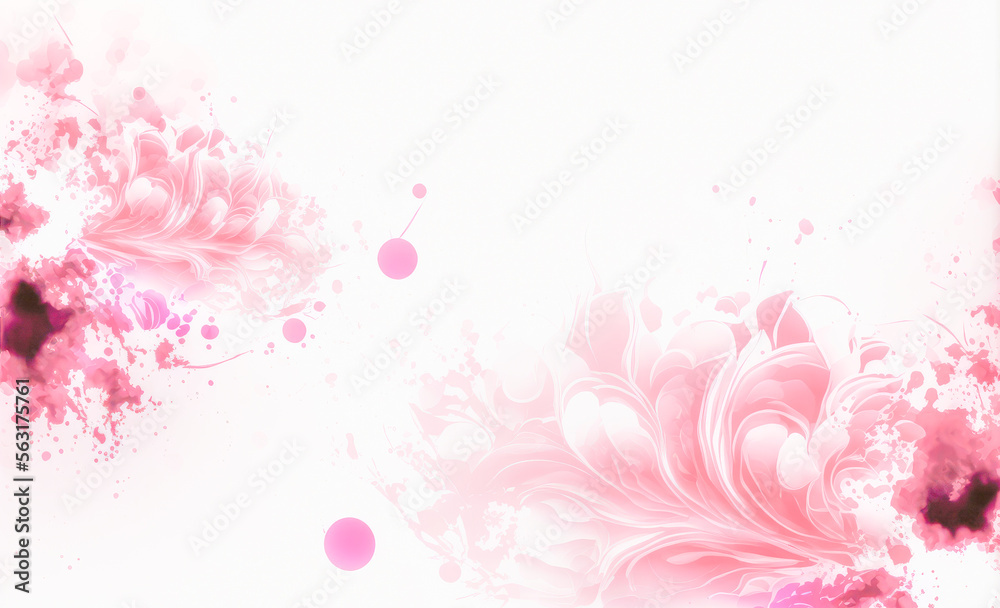 Abstract watercolor art background with pink flowers in style of watercolor paints design. Peculiar 