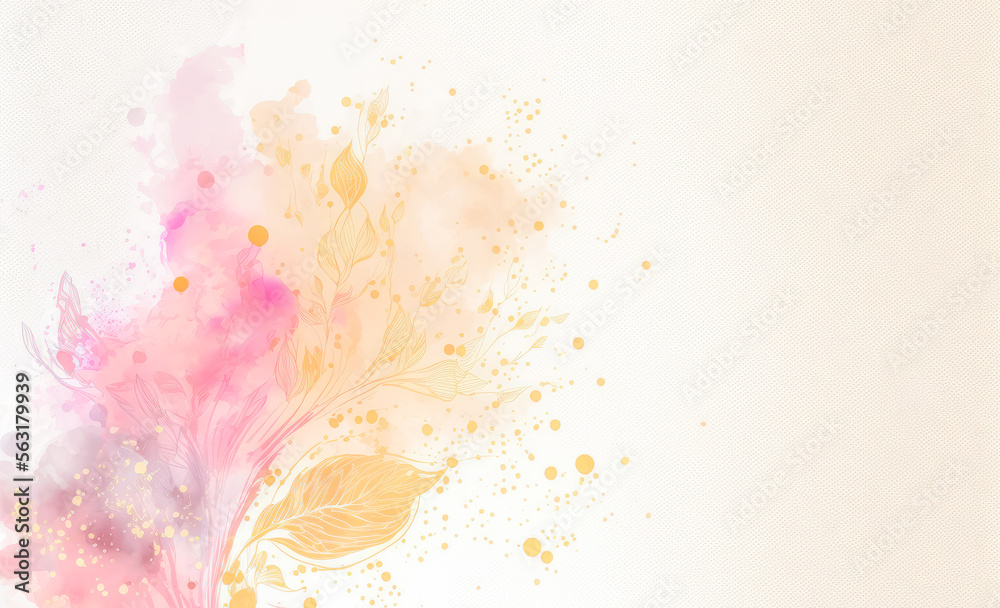 Abstract watercolor art background with pink flowers in style of watercolor paints design. Peculiar 