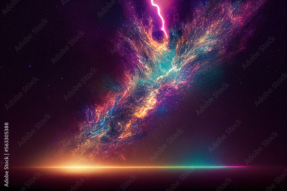 Splendid scenic outer space vibrant color starry galaxy universe in bizarre and fantasy cosmical lig