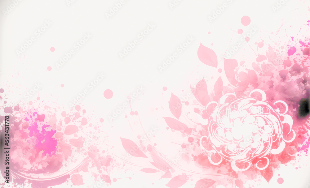 Abstract watercolor art background with pink flowers in style of watercolor paints design. Peculiar 