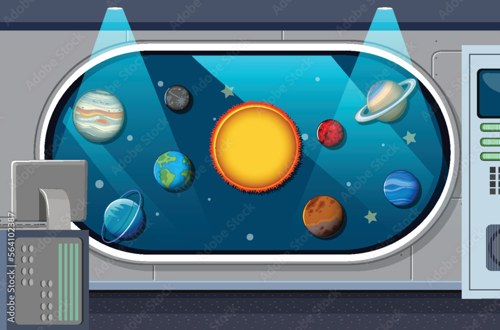 A room decorated with solar system planets template