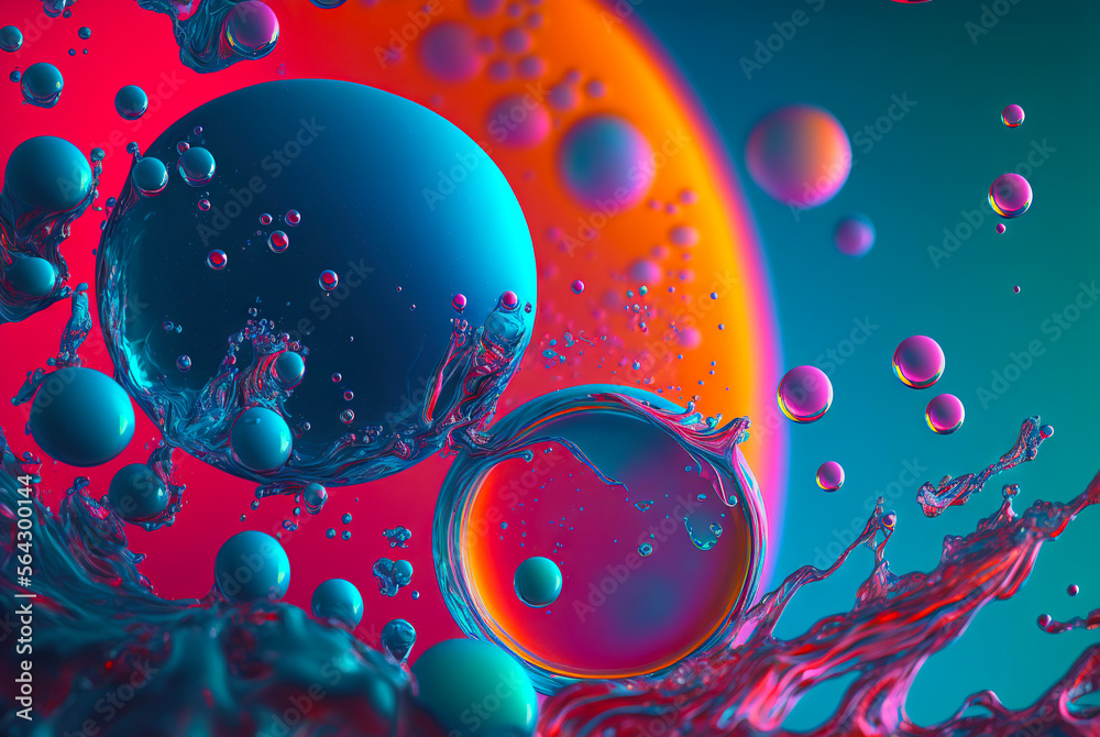 Paint bubbles. Mix of different colors. Generative AI