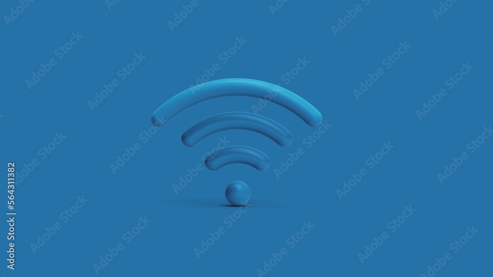 Wifi icon isolated on blue background. 3D rendering.