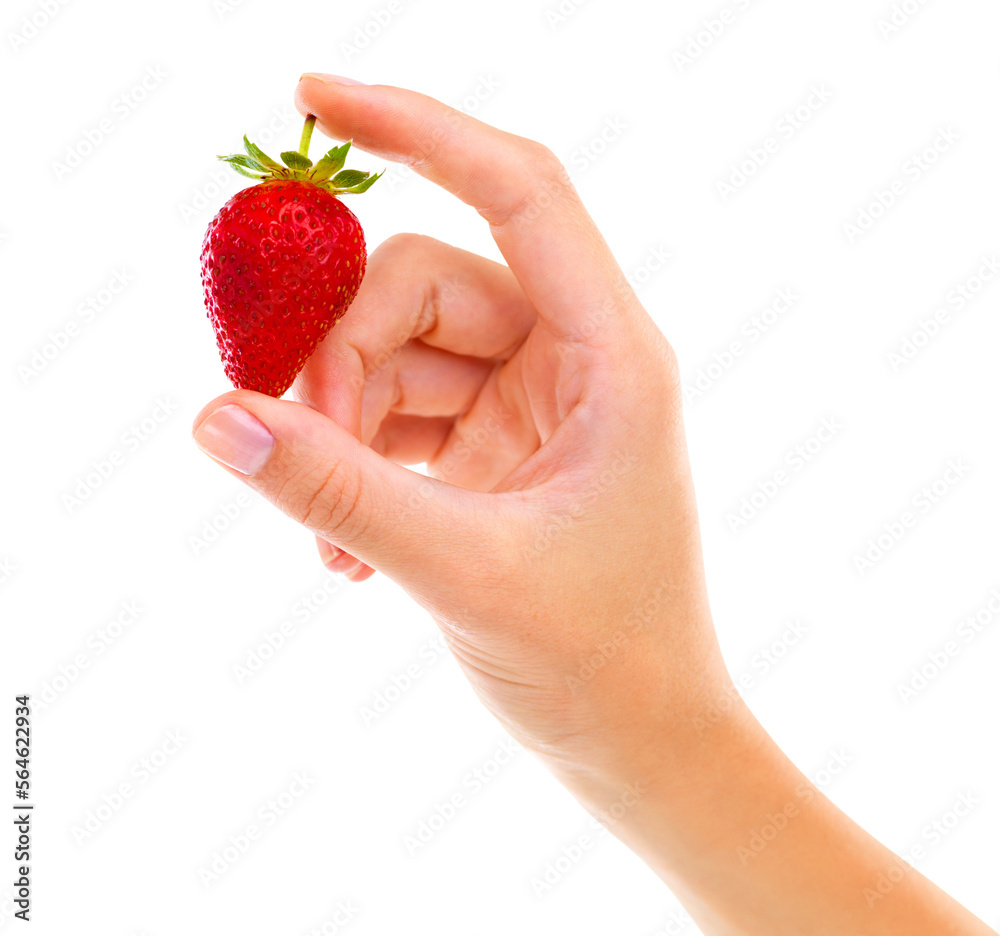 PNG Cropped studio shot of a woman holding a raspberry