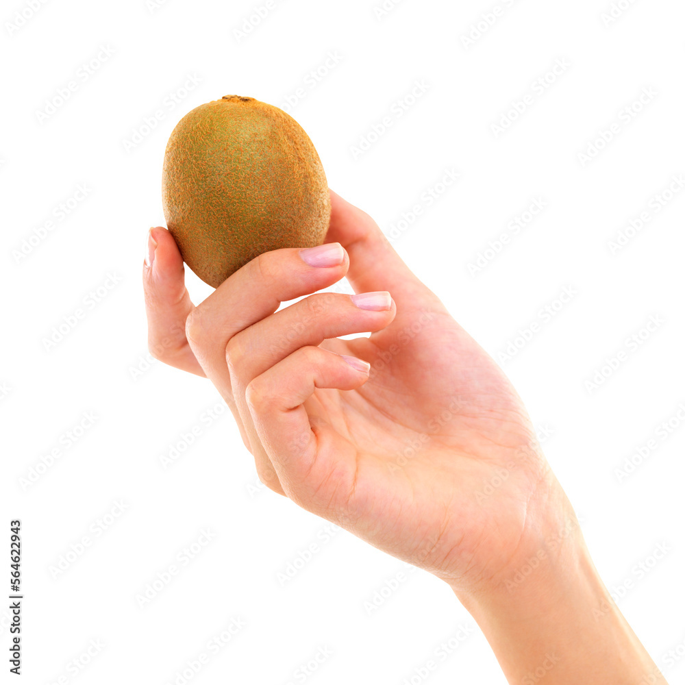 PNG Cropped studio shot of a woman holding a kiwi