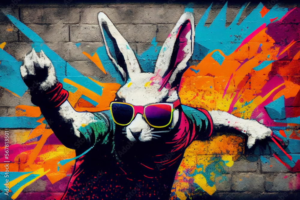 Artwork Design Pop Art Rabbit: A Colorful and Unique Digital Artwork 