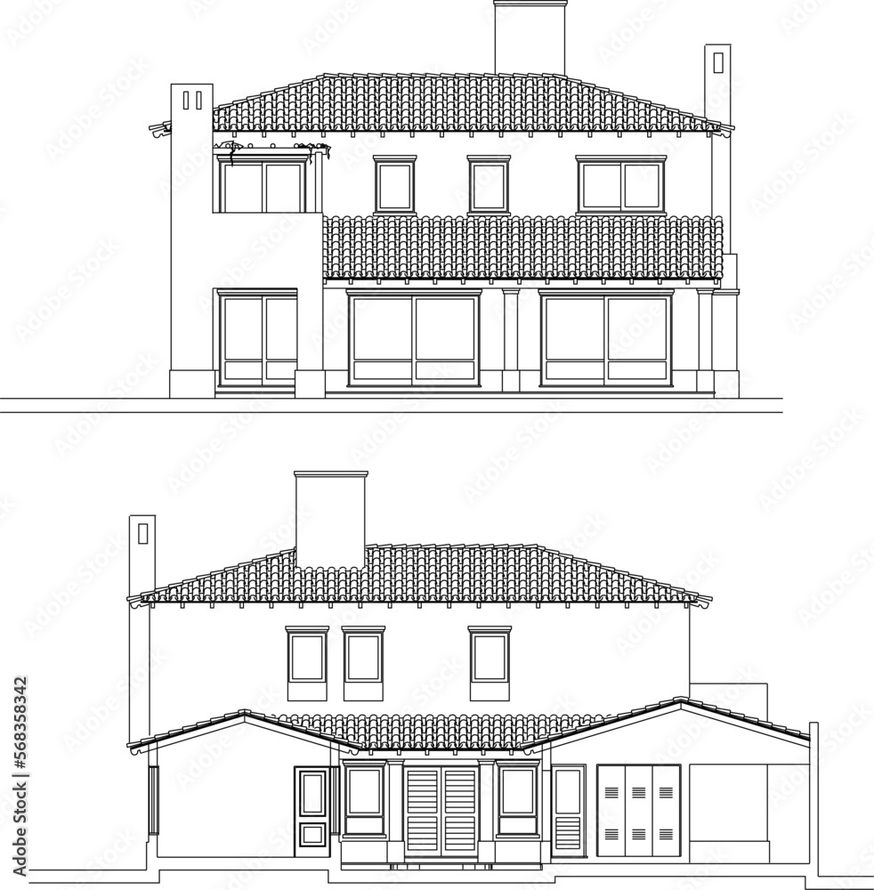 Simple house illustration vector sketch