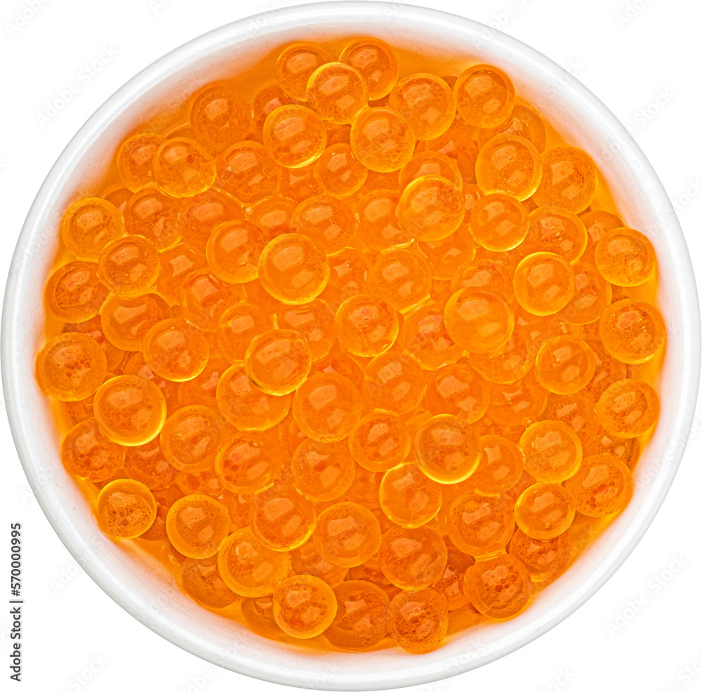 Red caviar isolated, top view