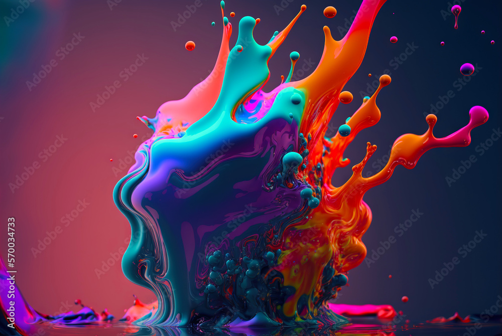 Paint splashes and swirls. Mix of different colors. Generative AI