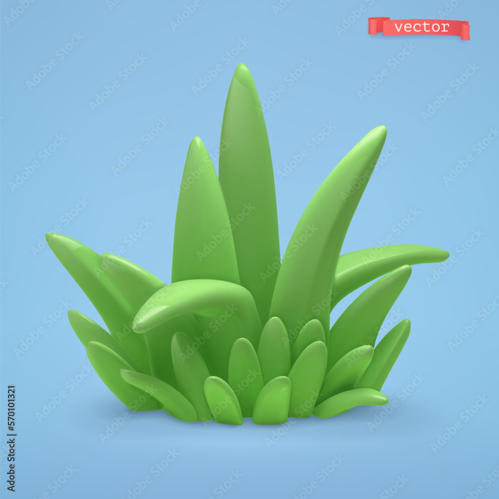 Grass 3d vector cartoon icon