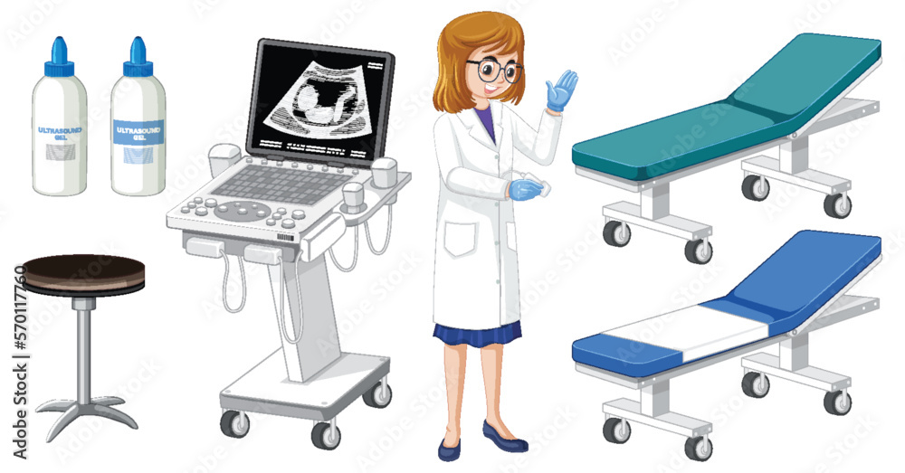 Set of medical instruments for pregnancy ultrasound