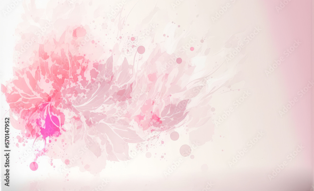 Abstract watercolor art background with pink flowers in style of watercolor paints design. Peculiar 