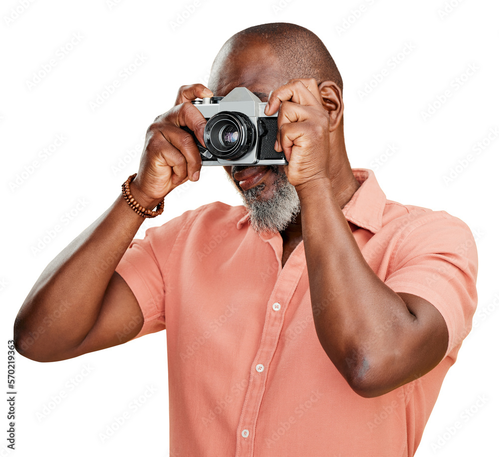 A African American man standing alone taking pictures on a camera. Confident black man holding a cam