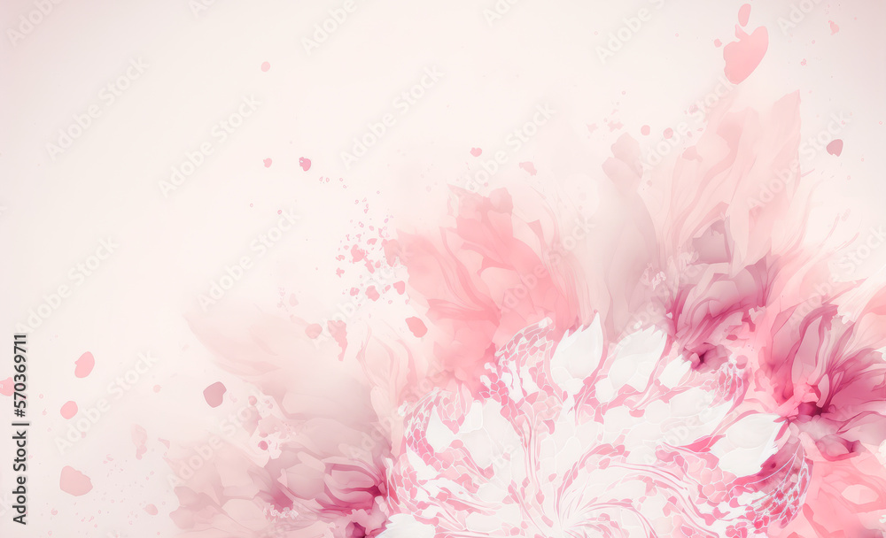 Abstract watercolor art background with pink flowers in style of watercolor paints design. Peculiar 