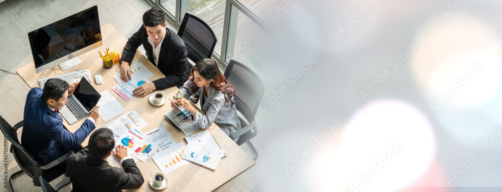 Business people group meeting shot from top widen view in office . Profession businesswomen, busines