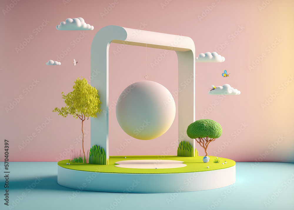 Modern background platform with pink pastel podium. Background 3d rendering crystal modern podium pl