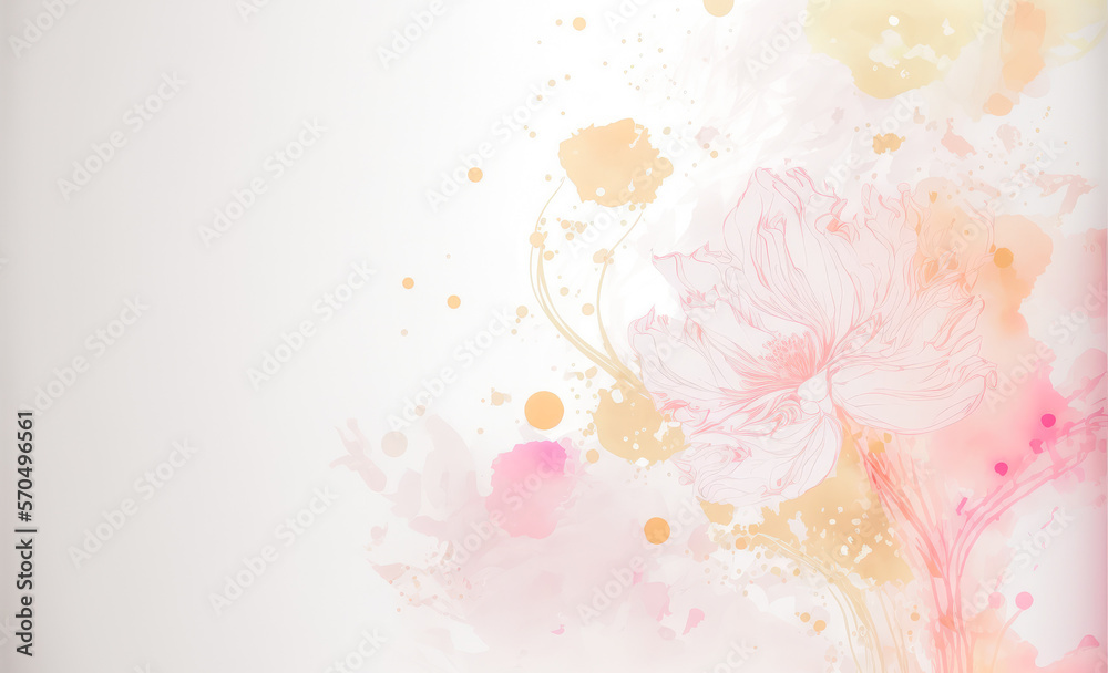 Abstract watercolor art background with pink flowers in style of watercolor paints design. Peculiar 