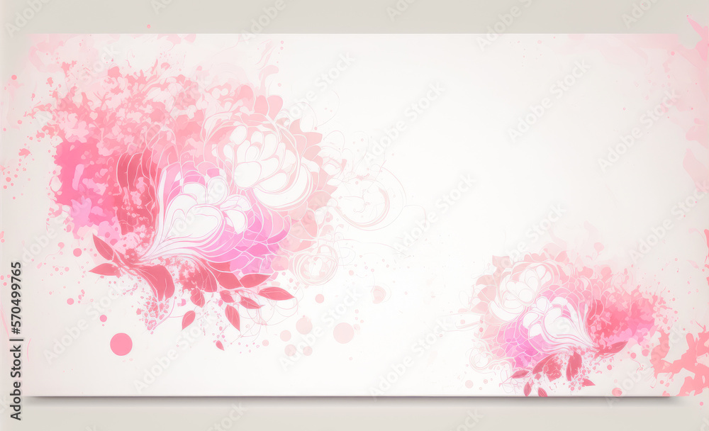 Abstract watercolor art background with pink flowers in style of watercolor paints design. Peculiar 