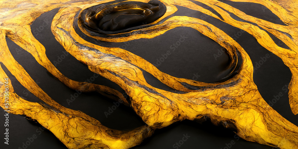 Sedate abstract marco luxurious black and gold solid turbulence wave. Swirled oil alcohol ink in mar