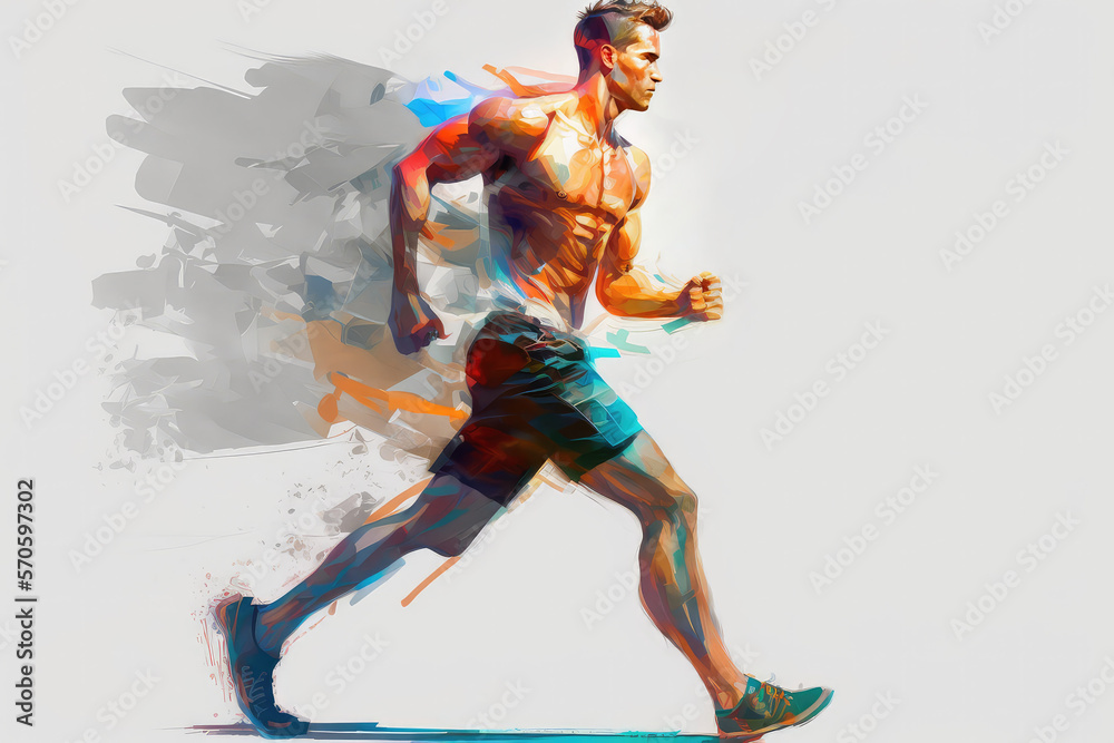 illustrations Painting of man running with motion effect Concept Art Digital Painting Part (ai gener