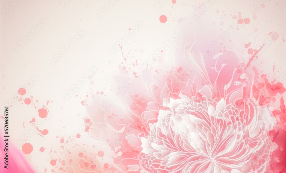 Abstract watercolor art background with pink flowers in style of watercolor paints design. Peculiar 