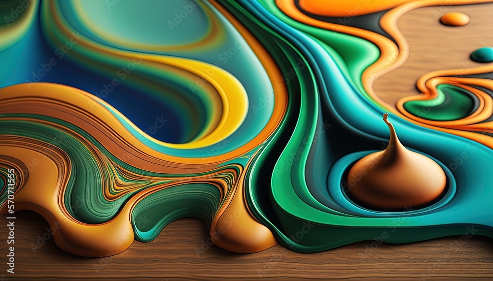  an abstract painting with a drop of liquid coming out of the center of the image and a drop of liqu