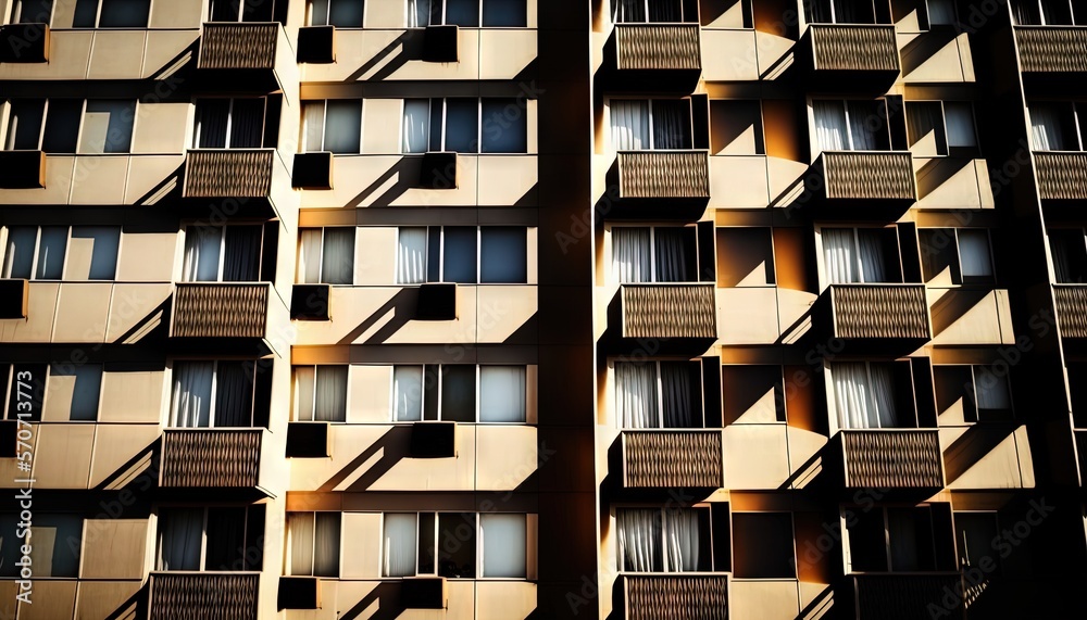  a tall building with balconies and balconies on the sides of its windows and balconies on the seco