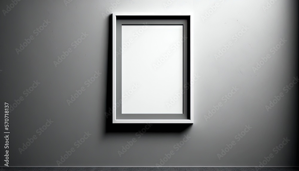  a mirror mounted to a wall in a room with a gray wall and a white wall with a black floor and a whi